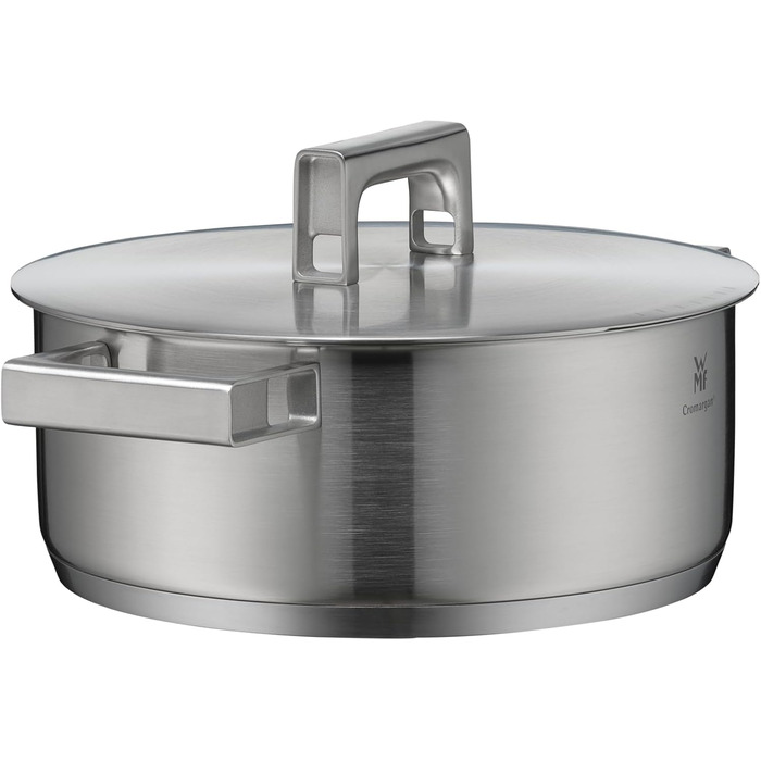 Каструля WMF Ultimate Cool 24 см з нержавіючої сталі Cromargan з індукційним дном, 4.1л, з кришкою з нержавіючої сталі, з внутрішньою шкалою, з терморегульованими ручками, придатна для миття в посудомийній машині