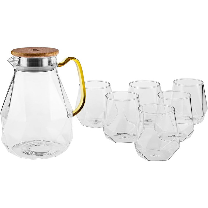 Набір з глечика та склянок для води з 7 предметів, глечика 1,8 літра та 6 склянок по 300 мл Savona Karaca