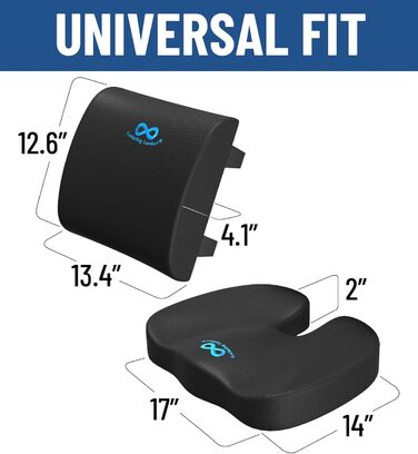 Набір подушок для сидіння та спини Everlasting Comfort – Memory Foam з гелевою інфузією. Ергономічні подушки для офісного крісла, авто та геймінгу. Нековзкі, дихаючі та знімні чохли.