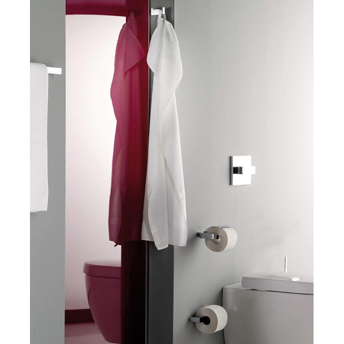 Набір аксесуарів для ванної кімнати emco LOFT, тримач для туалетного паперу, ганітура для туалетної щітки та подвійний гачок, елегантний настінний набір для ванної кімнати з металу, хромованого кольору