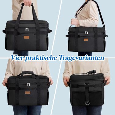 Термосумка-холодильник Lifewit 30л для пікніка, їжі та напоїв, чорна. Ізольована сумка-холодильник для роботи, кемпінгу, пляжу