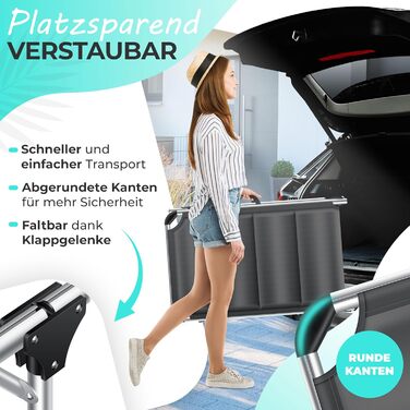 Шезлонг KESSER® Sun з дахом для саду: регульована спинка, зручна лежача поверхня, алюмінієвий каркас, портативний, антрацит (з преміум-подушкою)