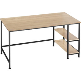 Письмовий стіл Tectake з 2 полицями, 120 х 60 х 75,5 см, комп'ютерний стіл з дерева та металу, промисловий дизайн, офісний стіл для вітальні офісу, чорний металевий каркас (світле індустріальне дерево, дуб сонома)