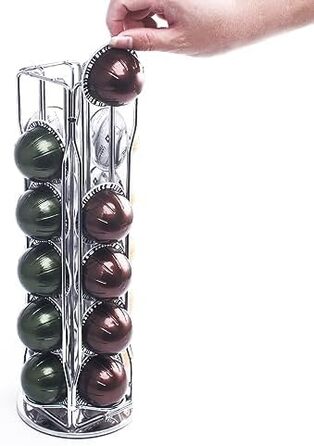 Тримач для капсул Nespresso Vertuo Sevenline – 20 капсул, обертається на 360°, срібний