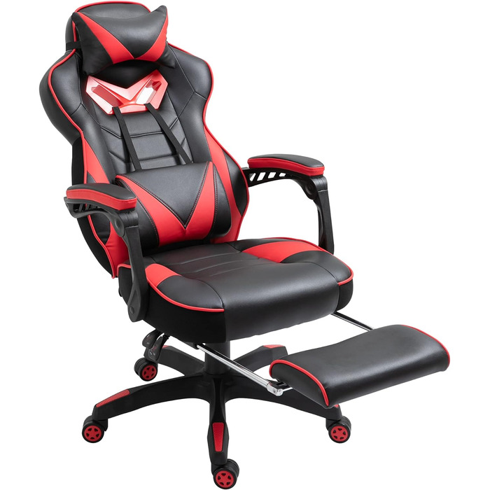 Ігрове крісло Vinsetto Ergo поворотне регульоване 65x70x118,5-128,5 см чорно-червоне