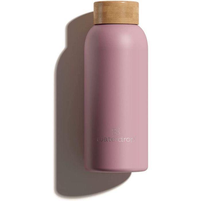 Пляшка для питної води waterdrop Edition з нержавіючої сталі герметична / без бісфенолу А / пляшка для газованої води (400 мл, пастельно-рожева матова)