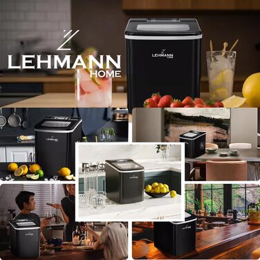 Машина для приготування льоду Lehmann - швидке виробництво, 2 розміри, 12 кг/24 год, для дому, вечірки, офісу, кемпінгу (2 л)