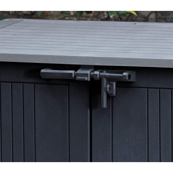 Keter Store it Out Nova пластиковий сарай для саду, 132x71,5x113,5 см, 880 л, темно-сірий, для 2x120 л сміттєвих баків, вуличний, водостійкий, з можливістю замикання