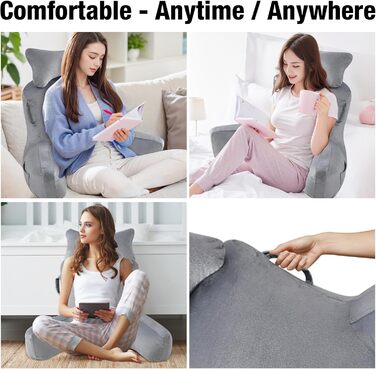 Лежанка для читання в ліжко для дорослих Suewidfay, 90x80 см, велика спинка з підголовником та підлокітником, комфортна подушка для читання в ліжко, диван або на підлогу