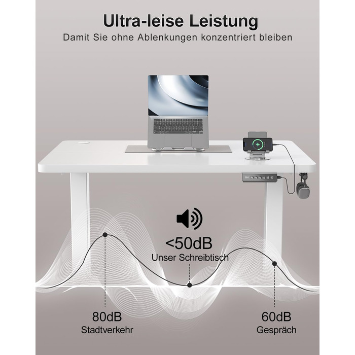 Дитячий електричний стіл Airfish, 80x60 см, регулювання висоти, пам'ять, для дому/офісу, білий