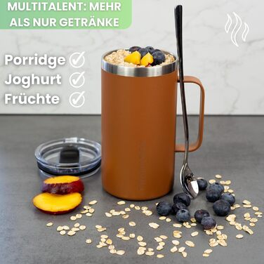 Термокружка 'Neri' 600 мл, нержавіюча сталь, подвійні стінки, вакуумна ізоляція, для кави з собою, BPA-Free, з кришкою-ковзанням, миється в посудомийній машині (Турквіс/Коричневий)