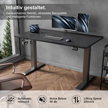 Електричний регульований стіл Devoko: стіл для стоячи/сидячи з пам'яттю, 120 x 60 см (білий/чорний)