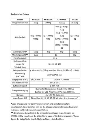 Кухонні ваги G & G KF6K, 6 кг / 0,1 г, регульовані автоматичні вимикачі, цифрові ваги тонкого очищення, з блоком живлення і батареями