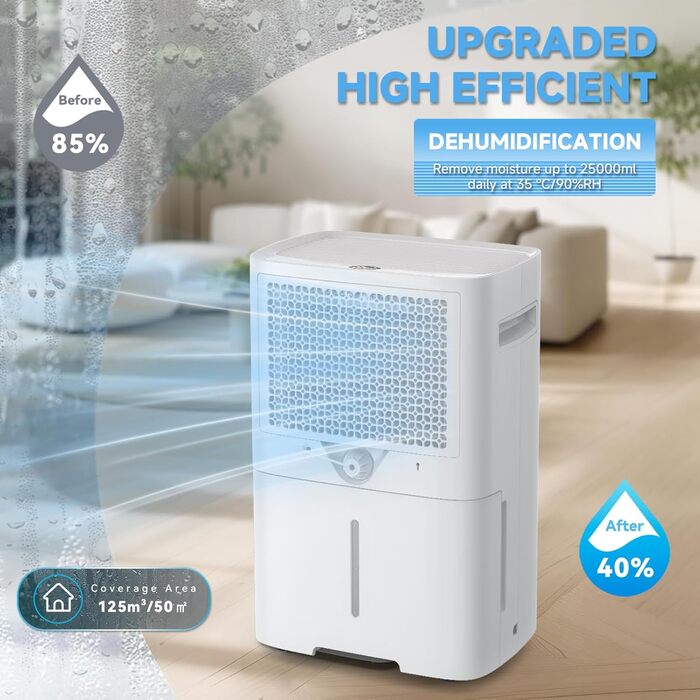 Електричний осушувач повітря з таймером, фільтром та блокуванням від дітей, 25L