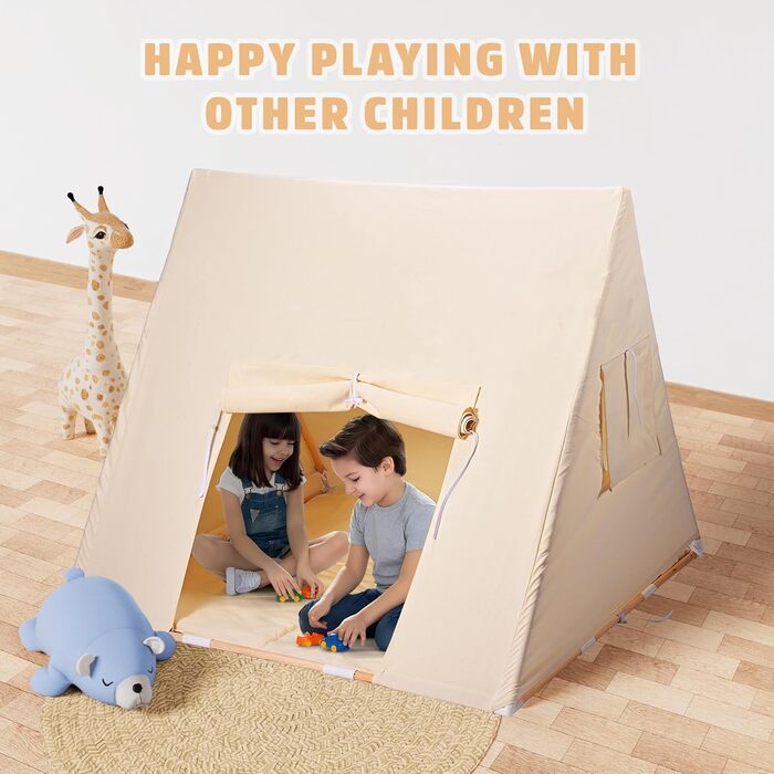Дитячий намет Yontwe трикутної форми з килимком для гри в приміщенні. Ігровий будиночок для дітей, намет-халапа для дівчаток та хлопчиків, декор для дитячої кімнати.
