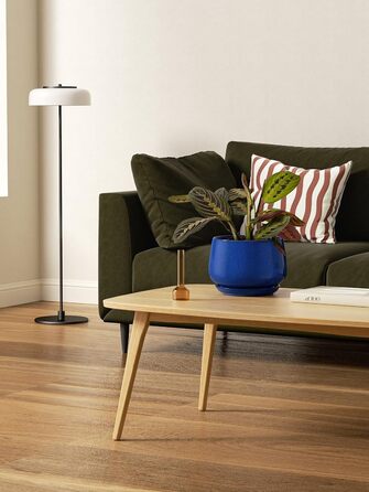 Керамічні горщики LE TAUCI з підставкою, 10+13+16 см, набір з 3 горщиків для кімнатних рослин, з дренажним отвором, колір Сафіровий Блакитний