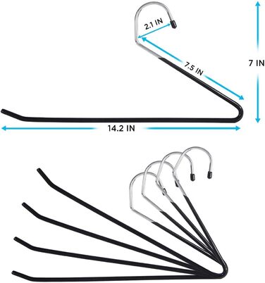 IPOW 24 шт. міцні вішалки для одягу з відкритим кінцем, металеві, для джинсів, економія місця, антикорозійні, з гумовим покриттям, легко ковзають