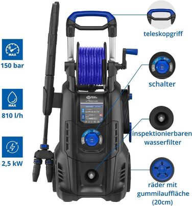 AR Blue Clean високонапірний мийник e-4 TWINFLOW D з Dualtech System та Power Brush (2500 Вт, 150 бар, 810 л/год) + мийка для поверхні 150 бар