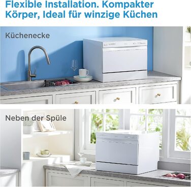 Посудомийна машина Midea Mini 6 комплектів посуду, 6+1 програми, IoT-керування, таймер відстрочки запуску, покращена сушка, компактна для малогабаритних квартир, модель 2024, енергоклас D