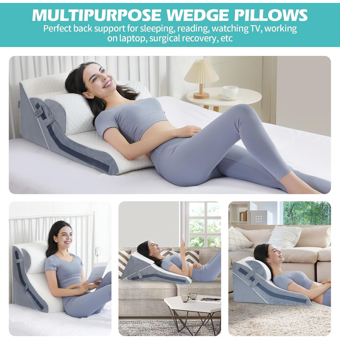 Набір з 4 подушок-валиків ортопедичних з memory foam для спини, для сну, після операції (білий, 3 шт.)