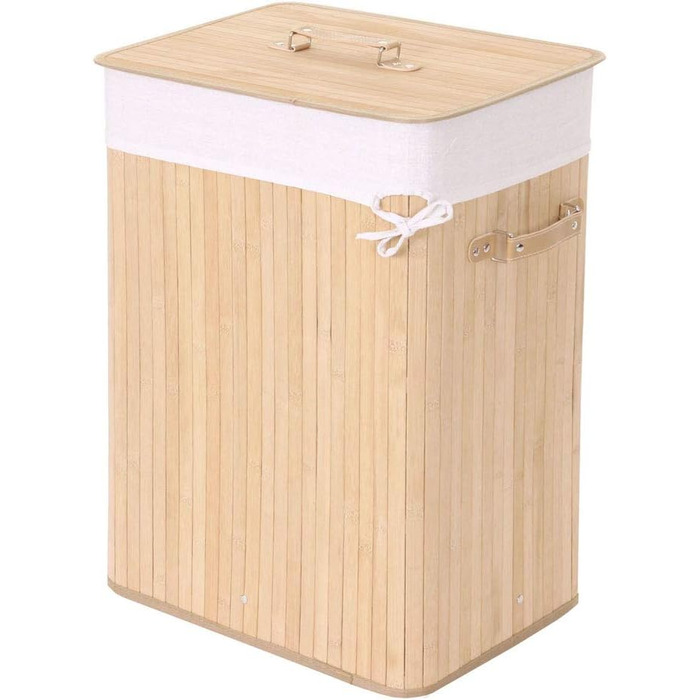 Кошик для білизни HWC-C21, Ящик для білизни Контейнер для білизни Контейнер для білизни, бамбук 643x32см 70л - натуральний натуральний 61 x 43 x 32 см