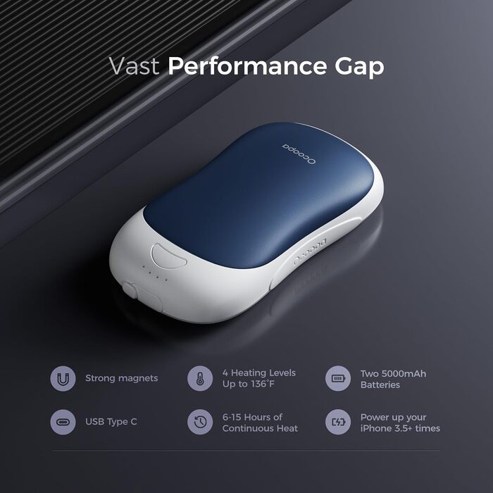 Електричні грілки для рук OCOOPA UT3 PRO (Morpheus Blau), 10000mAh, 4 режими нагріву, USB Powerbank, 2 шт.