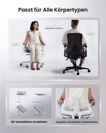 Офісний стілець ProtoArc Flexer Pro: ергономічний, з регулюванням глибини сидіння, сітчастою спинкою та підтримкою попереку - чорний