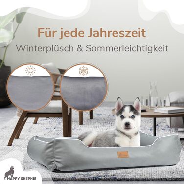 Лежак для собак Happy Shephie - Максимальний комфорт для великих собак - Міцні краї, неслизька нижня частина та двостороння подушка для кошика для собак, що миється - 110 x 75 x 25 см XL Grey