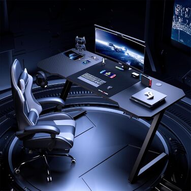 Ігровий стіл GTPLAYER 120x60 см з карбоновою поверхнею, стіл для ПК з гачком для навушників