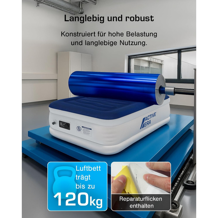 Надувне ліжко Active Era Luxus для 2 осіб з електричним насосом та інтегрованим подушкою. Розмір 200 x 150 x 36.5 см. Підходить для кемпінгу та як гостьове ліжко.