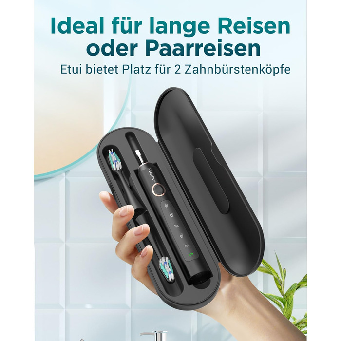 Електрична зубна щітка звукового типу для дорослих та дітей з 8 насадок та 5 режимами. 90 днів роботи від акумулятора, таймер 2 хвилини, дорожній футляр