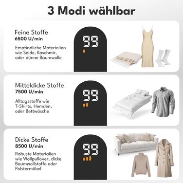 Електричний видалення ворсу LEBENLANG 2000mAh з LED-дисплеєм та пензлем для чищення - до 2 годин роботи, чорний