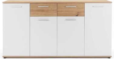 Сервант Jacklin Sonoma Oak/White - 160x85x35 см - Комод з великою кількістю місця для зберігання під житлову зону