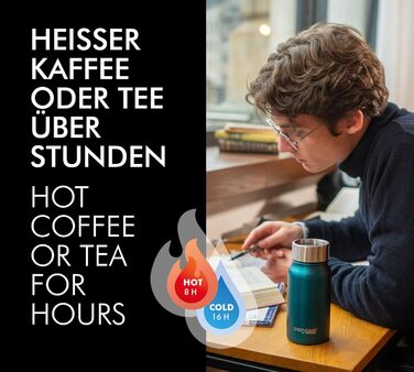 Термокружка THERMOcafé by THERMOS TC 0.35л, Stone Grey Mat, нержавіюча сталь, ізоляція, для кави з собою, не протікає, 8 год гаряча & 16 год холодна, для миття в посудомийній машині, BPA-Free