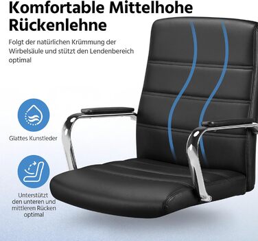 Крісло офісне Yaheetech чорне з підлокітниками, регульоване, на коліщатках для дому/офісу