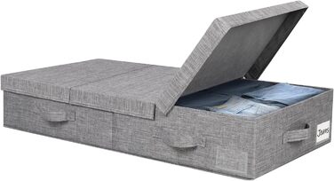 Ящик для зберігання під ліжко Lannvan з кришкою, ящик для зберігання під ліжко висотою 15 см, складний з ручками та кишенями для етикеток (80,5 x 41 x 15 см, ) (, сірий)