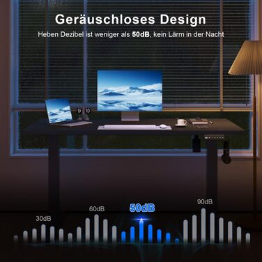 Регульований стіл, електричний, ергономічний, для дому та офісу, білий (150 x 60 см)