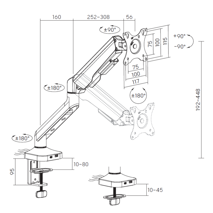 Настільне кріплення для монітора OfficePro MA451W