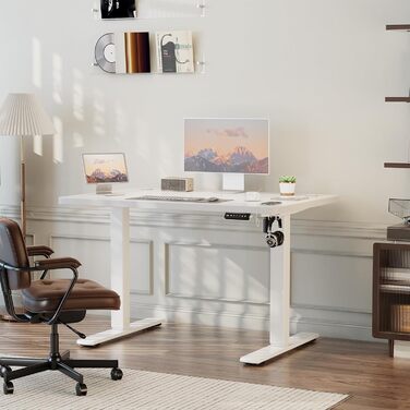 Електричний регульований стіл JUMMICO 100x60 см, USB-порт, білий. Ергономічний стіл для роботи та навчання