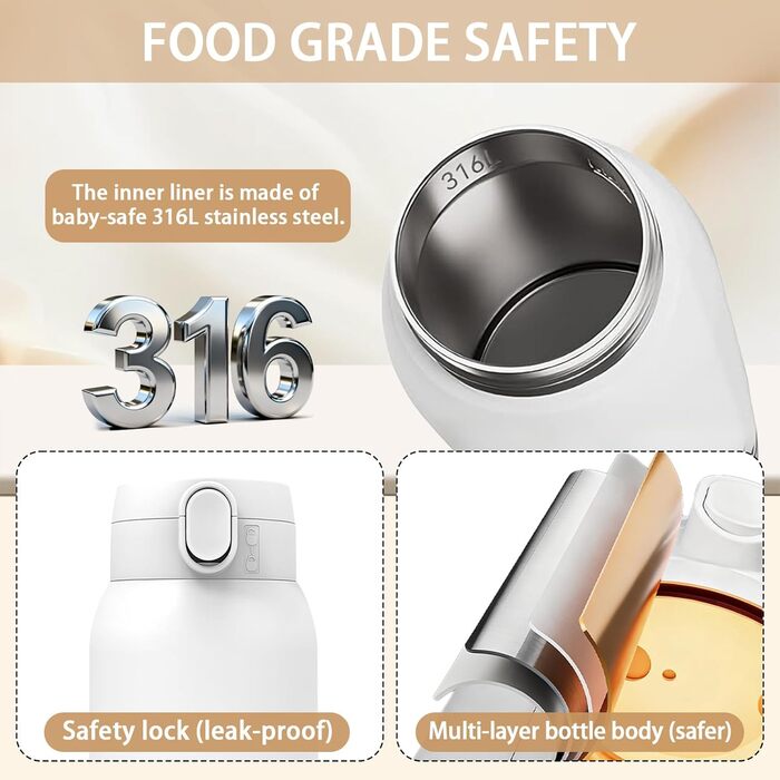 Мобільний підігрівач для пляшечок Baby, 500 мл, 100 Вт, акумулятор 11000 мАг, для подорожей та авто