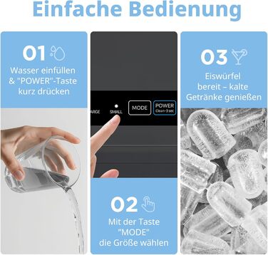 Льодогенератор Comfee RCI12GY1EU(E) 12 кг/24 год, 1.3 л, самоочищення, чорний