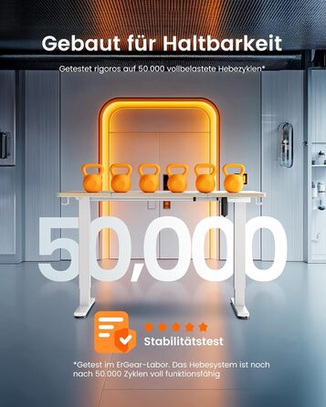 Електричний регульований стіл ErGear 160x80 см з пам'яттю, для дому та офісу, з'єднувальна панель 120x60 см, світле вінтажне дерево