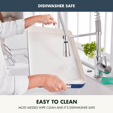 GreenPan сковорода-гриль з подвійним дном, 45.7 x 27.9 см, керамічне покриття, антипригарна, без PFAS, нержавіючі ручки, для плити, посудомийна машина, духовка та гриль, блакитний колір Oxford