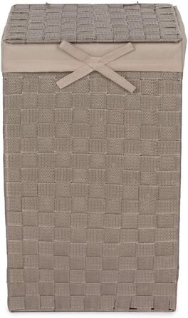 Кошик для білизни RAN6891 Stan з кришкою, ручками, плетіння, металевий каркас, знімний вкладиш з льону, 30 x 30 x 50 см, Бежевий, Коричневий