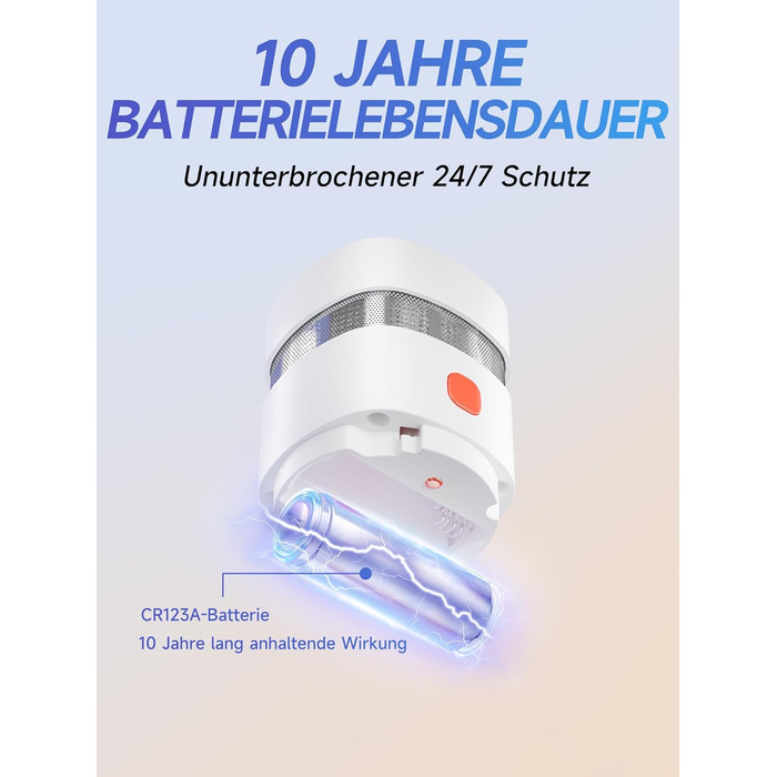 Набір датчиків диму Heiman Mini – 5 шт. з фотоелектричним сенсором, 10 років роботи від батареї, сертифікація EN14604, TÜV, CE, UKCA, DBI, 85 dB, преміум-дизайн