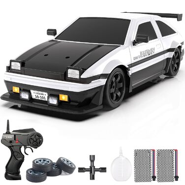 RC Drift Car Mostop 1:16 2.4Ghz – Радіокерована модель для дрифту зі світлодіодами, розпилювачем, 2 акумуляторами та додатковими шинами, швидкість 18 км/год, 4WD для дітей та хобі