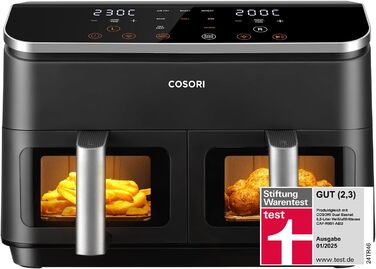 Фритюрниця без олії COSORI з 2 камерами, 8,5л, з вікном, сталевий внутрішній корпус