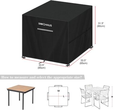 Чохол для садово-патіо меблів 85x85x80 см, вологостійкий, 420D Oxford, для захисту від погодних умов