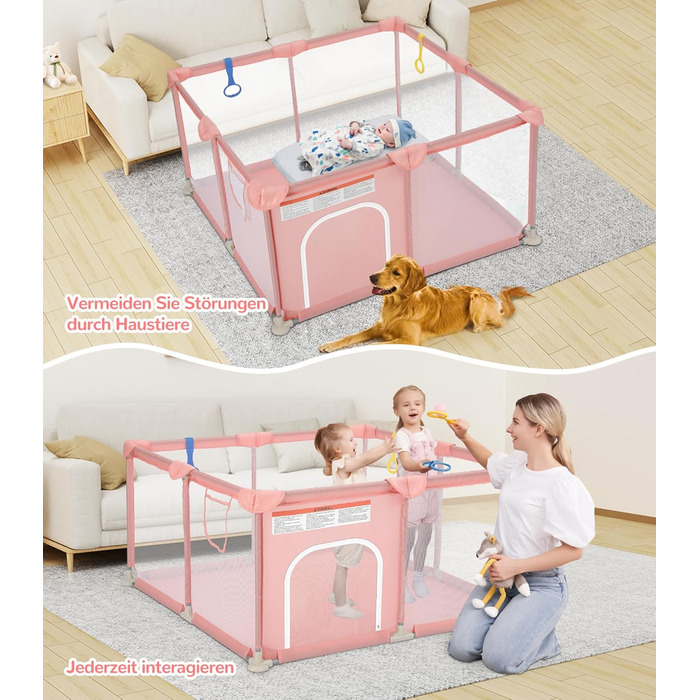 Дитячий манеж Dripex 124x124 см з дихаючою сіткою, сірий. Манеж для ігор, безпечний, з тканини Oxford 210D
