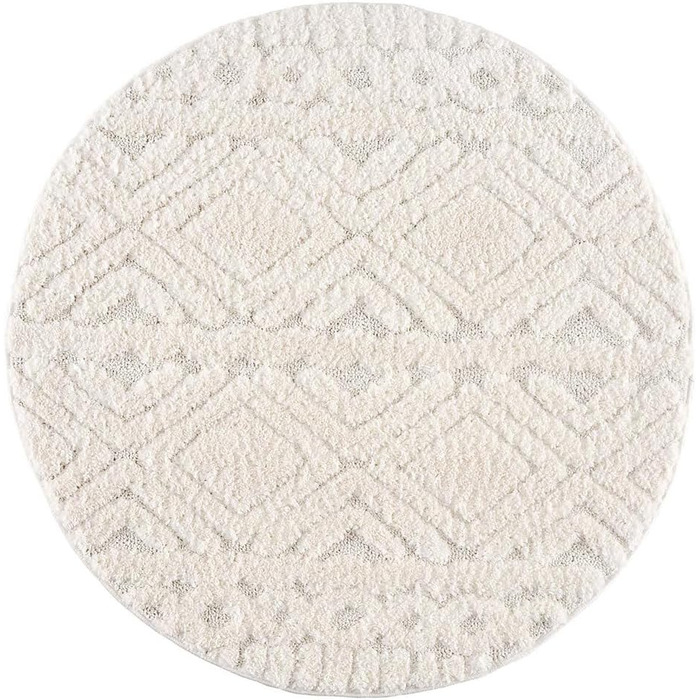 Килим City Shaggy Carpet Cream Diamond 3D Effect Shaggy Boho Scandi, 200 см круглий